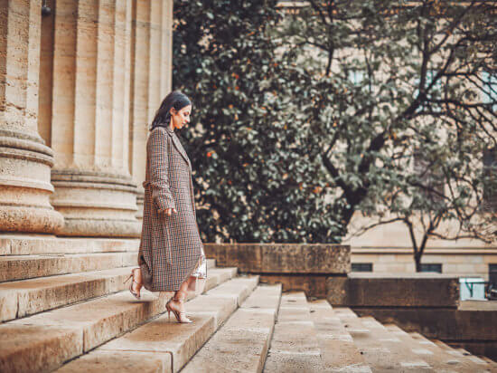 The Sunday edit and other stories plaid coat with sequin dress