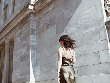 Fleur Du Mal teardrop army green slip dress